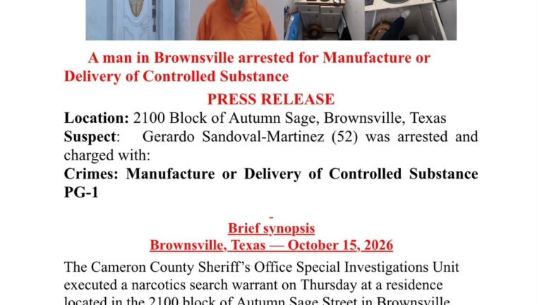 Arrestan a hombre en Brownsville tras decomiso de más de 300 gramos de cocaína