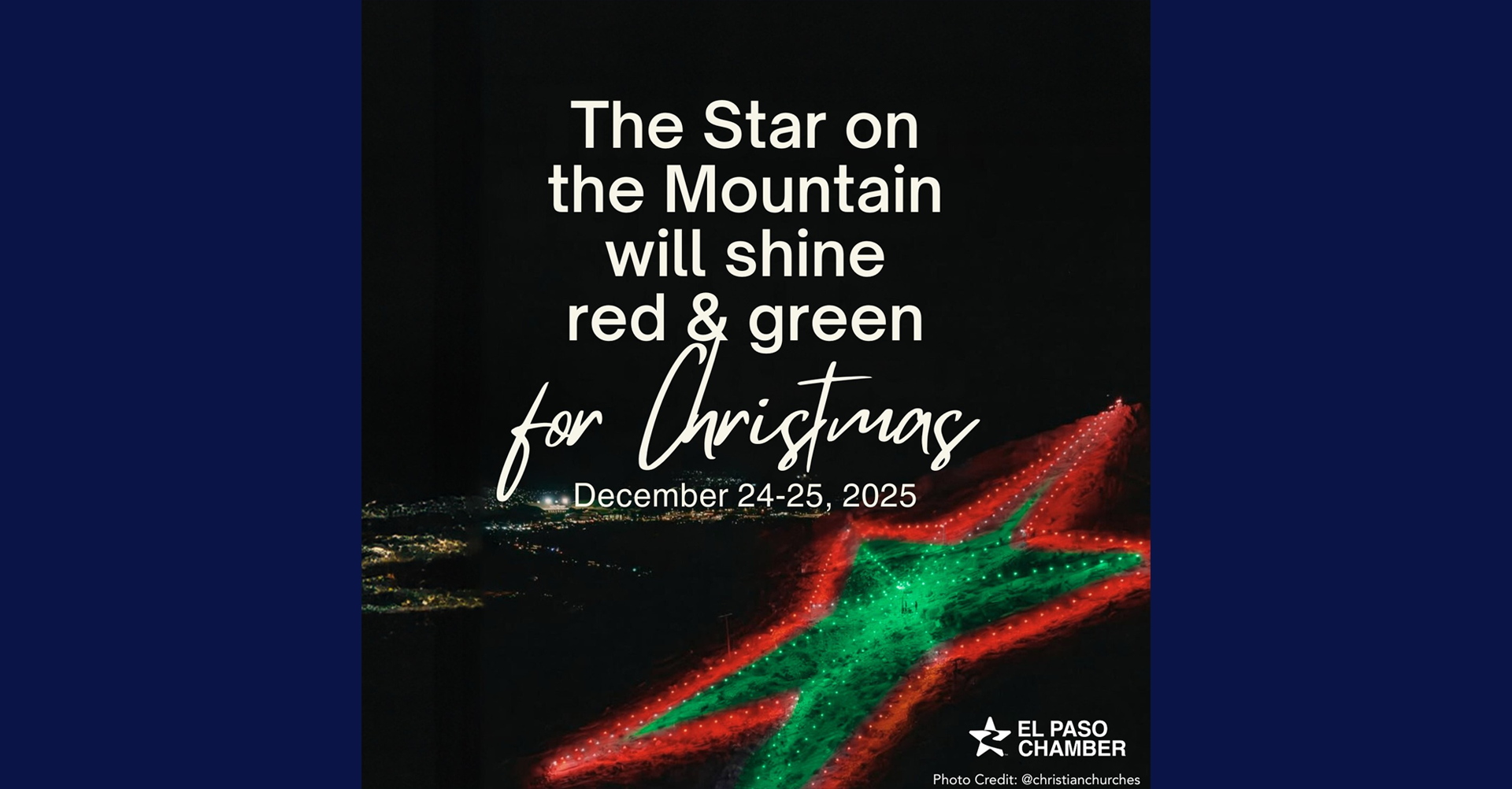 La Estrella de El Paso se Ilumina en Rojo y Verde para Celebrar la Navidad